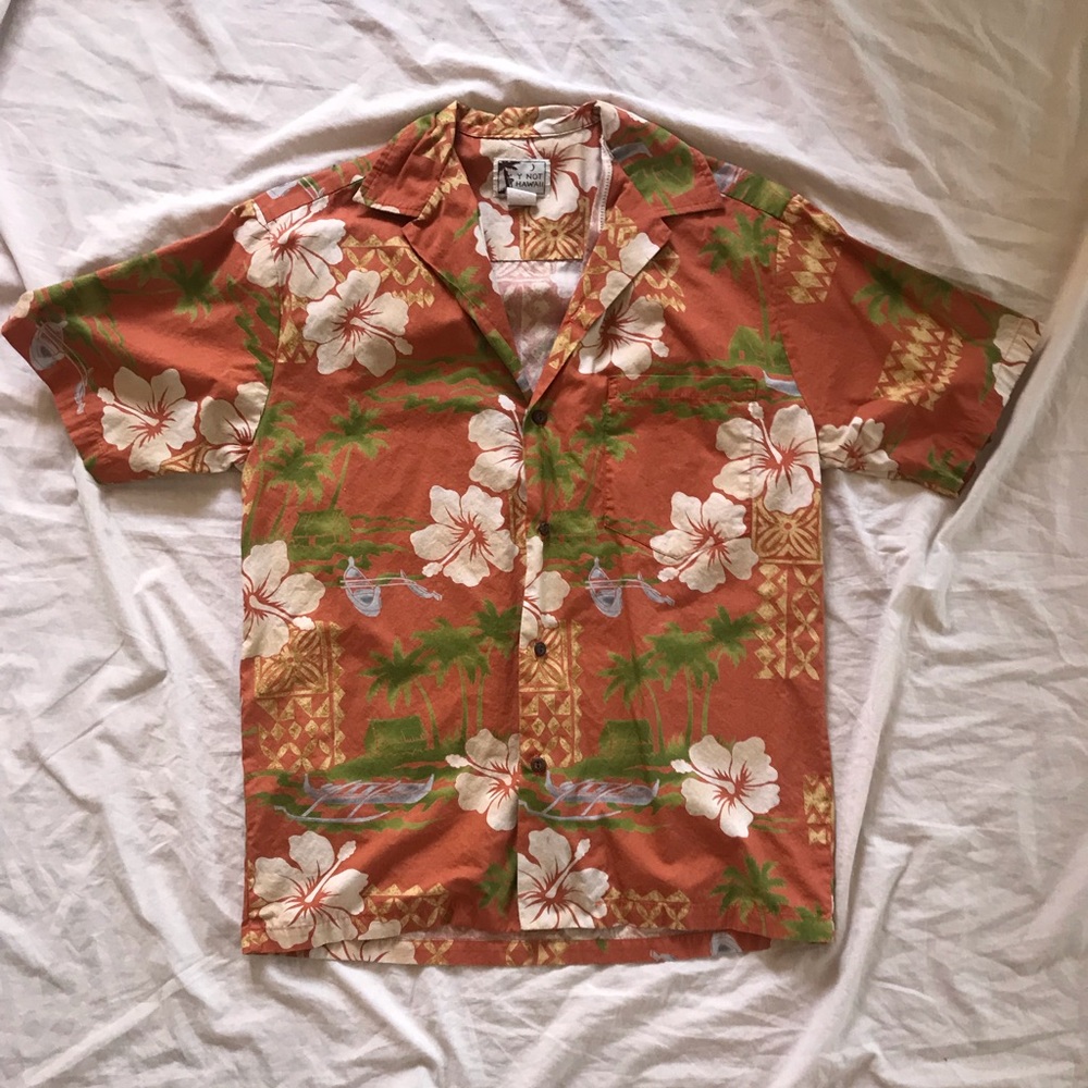 Orange and green authentic Hawaiian shirt